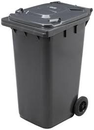 Mini-container 240 liter - grijs - 2 wielen